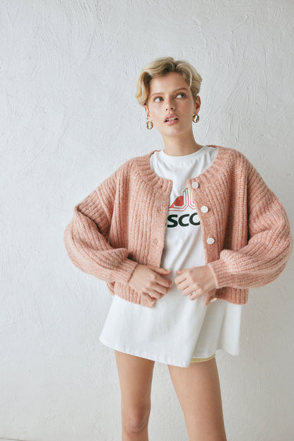 Elsie Knit Cardigan Rose Marle