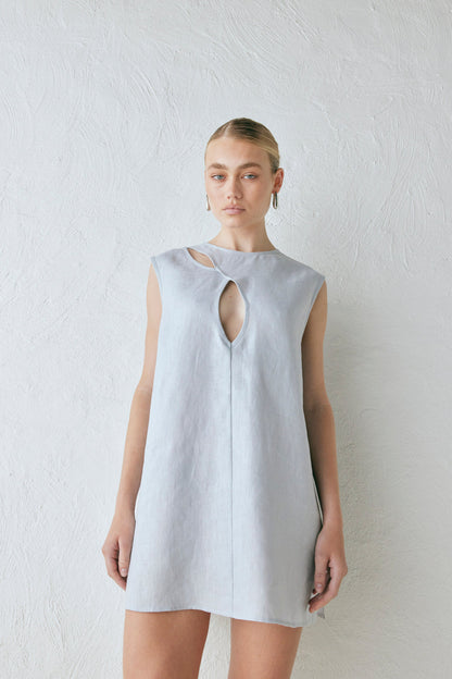 Yuri Linen Mini Dress Powder