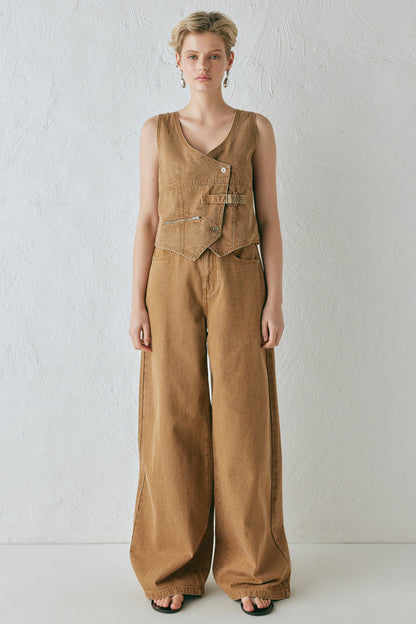 Ali Denim Vest Tan