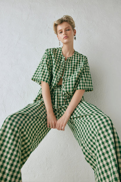 Naomi Smock Top Green Check