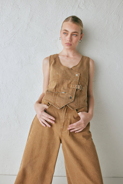 Ali Denim Vest Tan