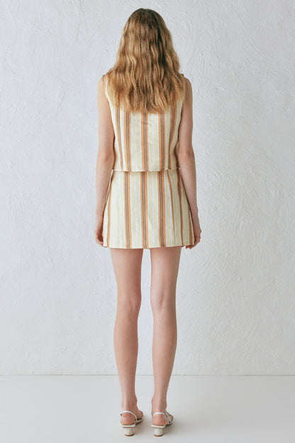 Ama Linen Mini Skirt Stripe
