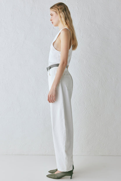 Lex Barrel Denim Jeans White