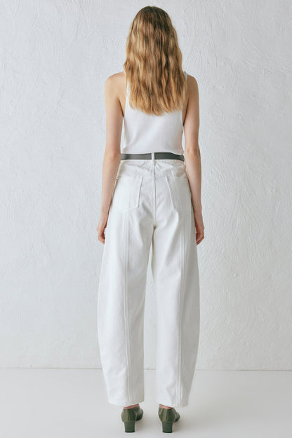 Lex Barrel Denim Jeans White
