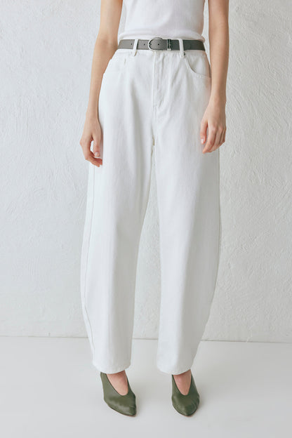 Lex Barrel Denim Jeans White