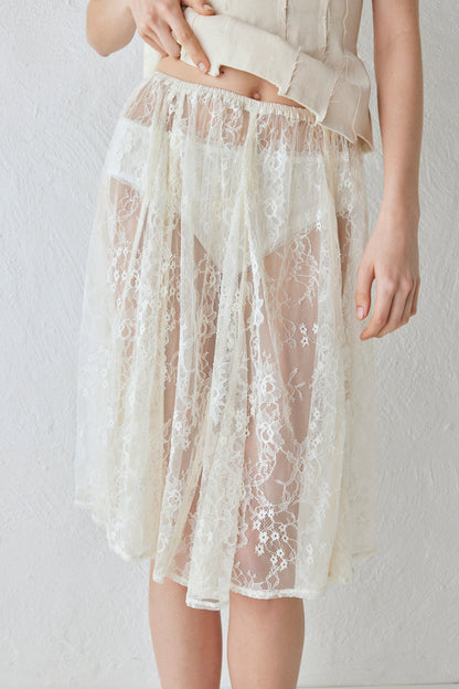 Dorit Lace Midi Skirt Cream