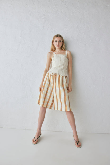 Ama Linen Bermuda Shorts Stripe