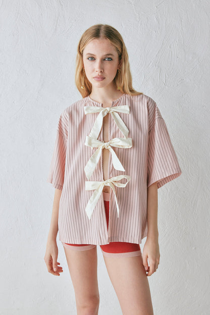 Naomi Smock Top Pink Stripe