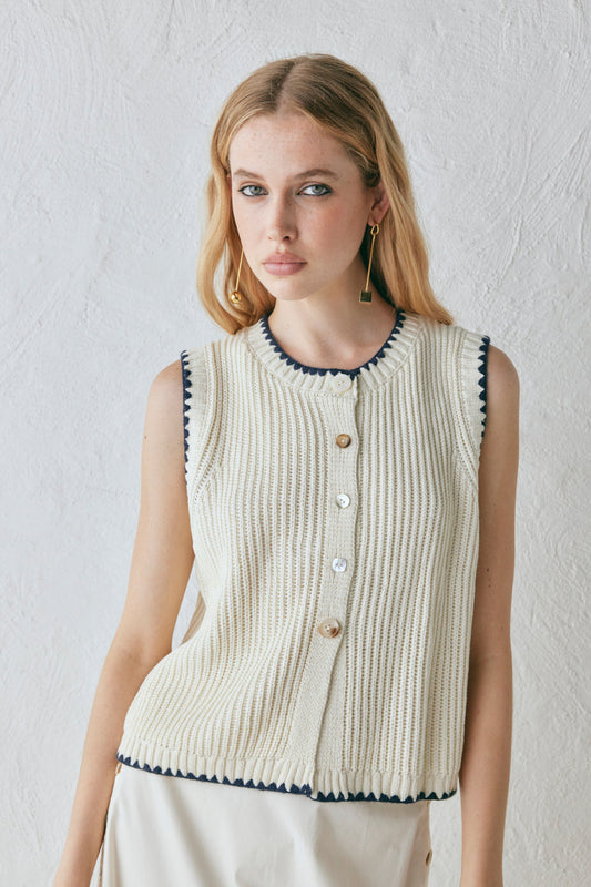 Alek Knit Vest Cream