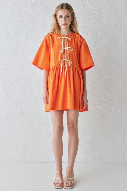 Naomi Smock Mini Dress Tangerine