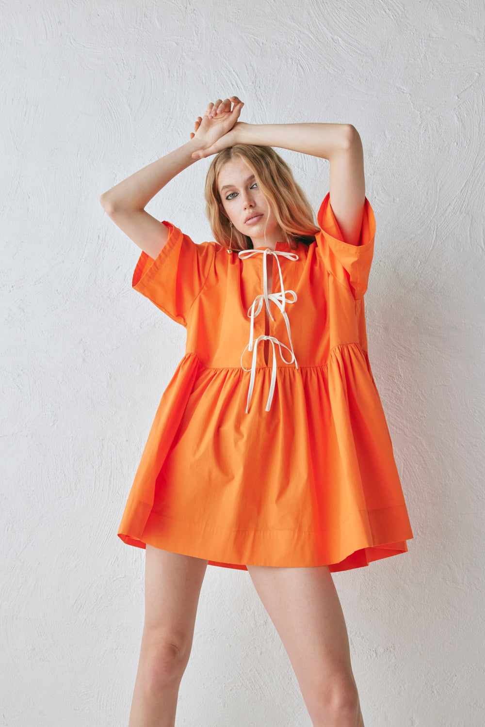 Naomi Smock Mini Dress Tangerine