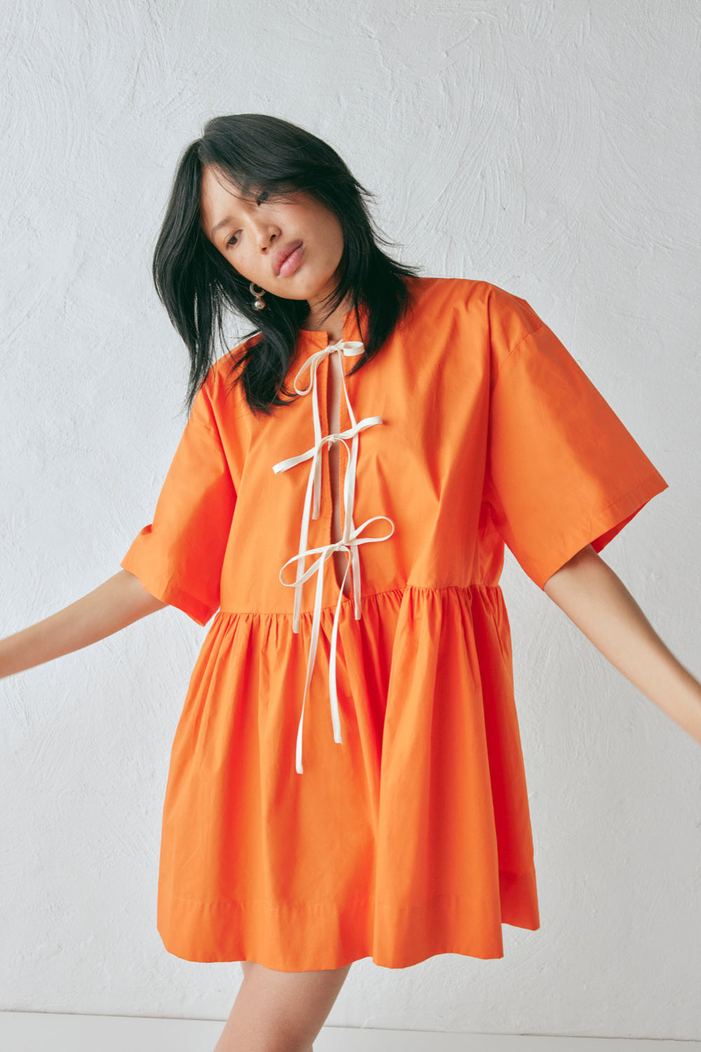 Naomi Smock Mini Dress Tangerine