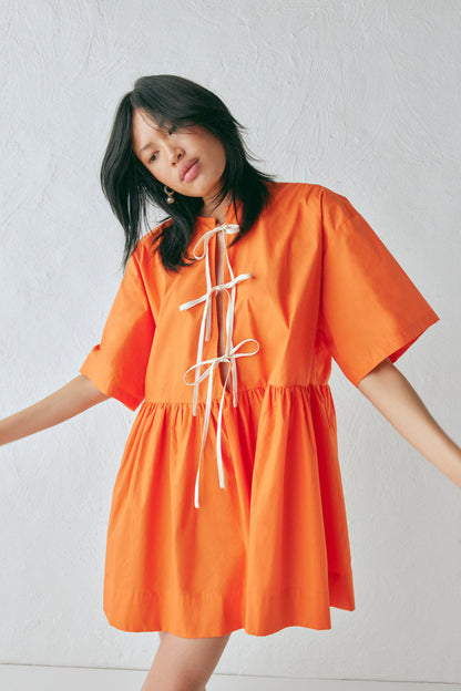 Naomi Smock Mini Dress Tangerine
