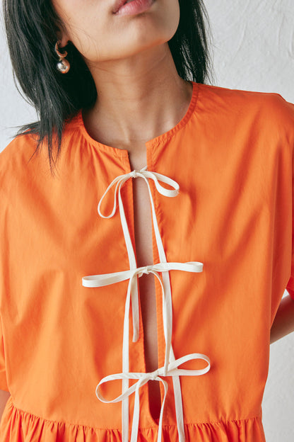 Naomi Smock Mini Dress Tangerine