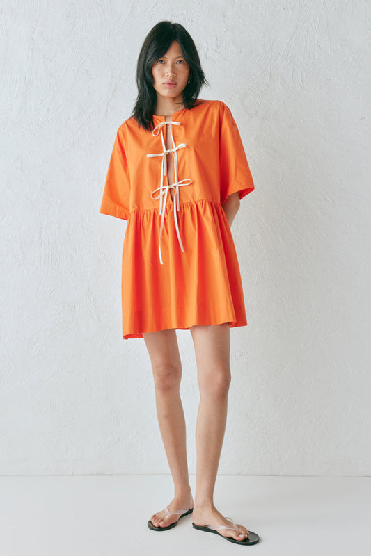 Naomi Smock Mini Dress Tangerine