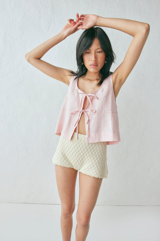 Nessa Linen Smock Top Pink
