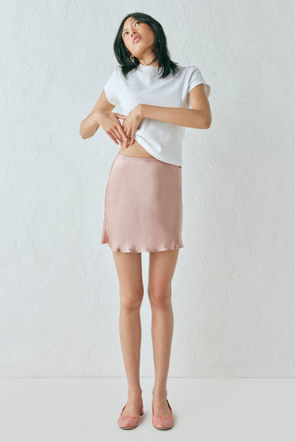 Vintage Lover Bias Cut Mini Skirt Rose