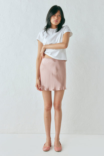 Vintage Lover Bias Cut Mini Skirt Rose