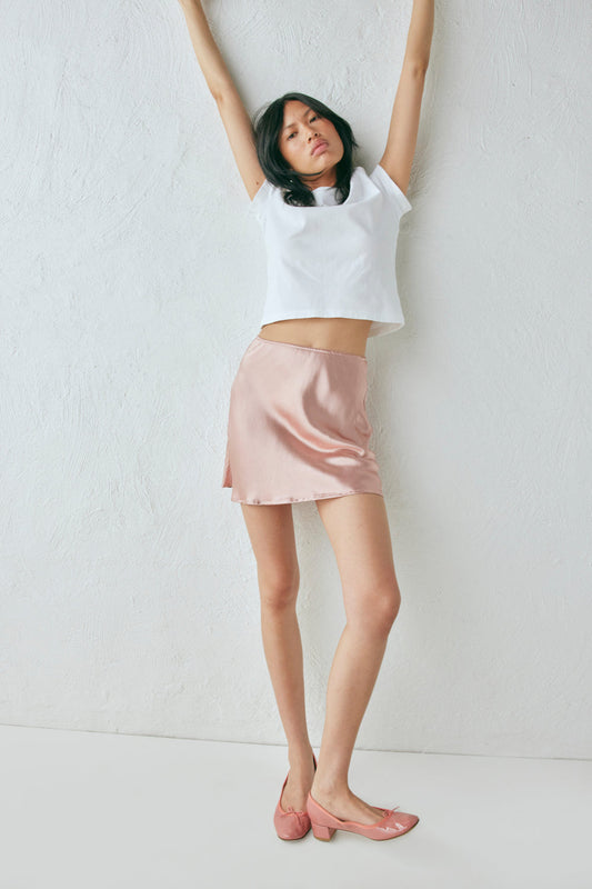 Vintage Lover Bias Cut Mini Skirt Rose