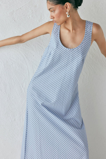 Kajal Maxi Dress Blue Stripe