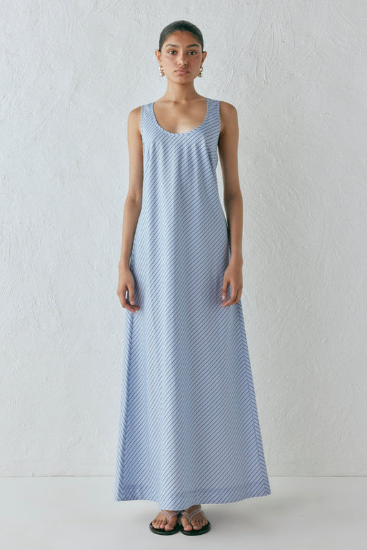 Kajal Maxi Dress Blue Stripe