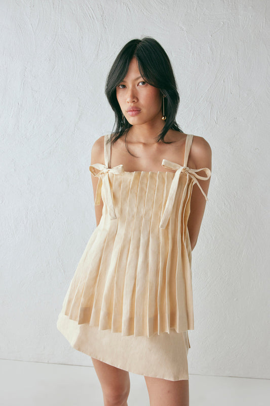 Yasmin Linen Top Custard