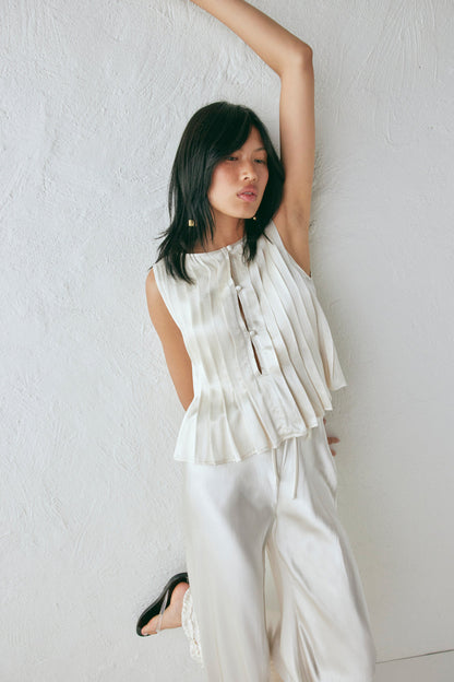 Eva Satin Top Cream