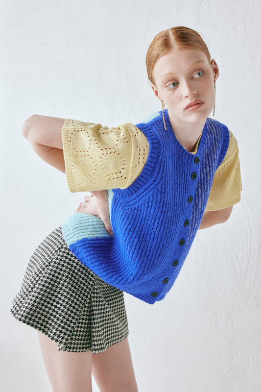 Bridgette Knit Vest Cobalt Splice