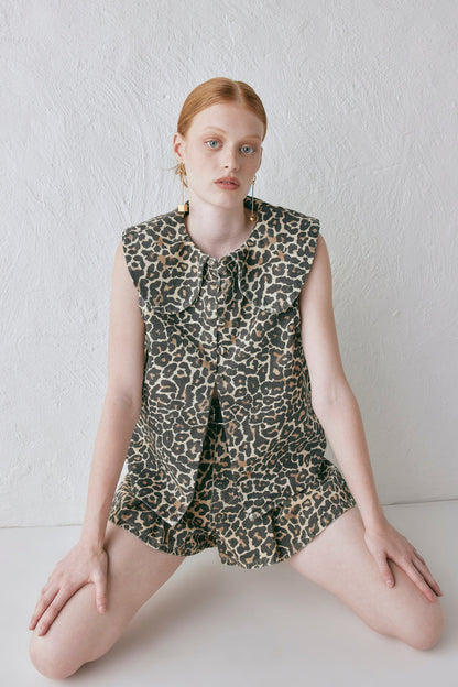 Abigail Denim Shorts Leopard