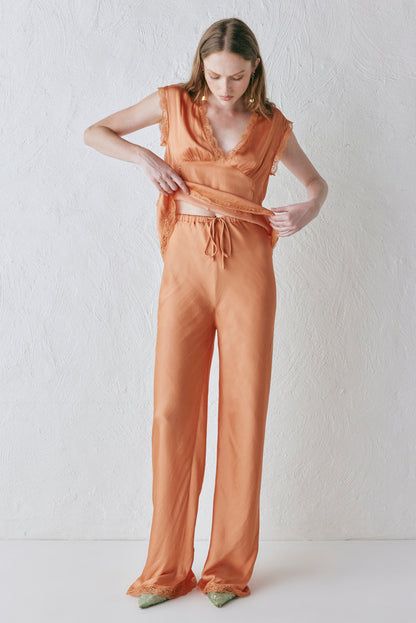 Josefin Satin Pants Peach