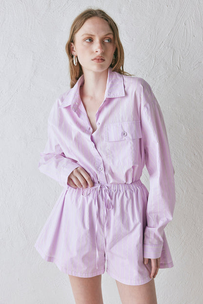 Annika Shorts Lilac Stripe