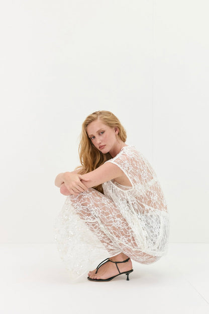 Devyn Sequin Top White