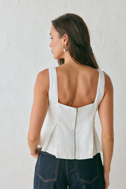 Luna Linen Top White