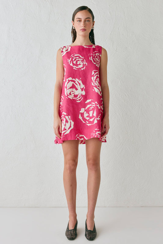 Aftersun Linen Mini Dress Rosa