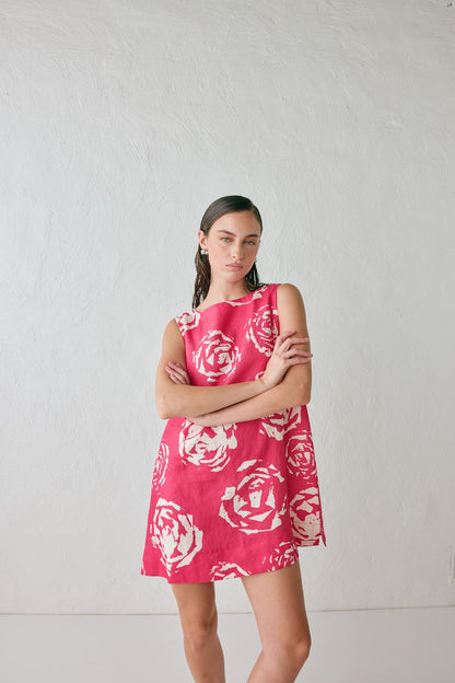 Aftersun Linen Mini Dress Rosa