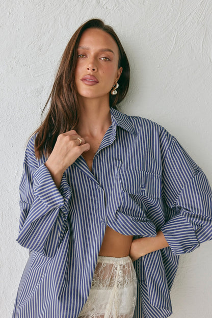 June Shirt Navy Stripe