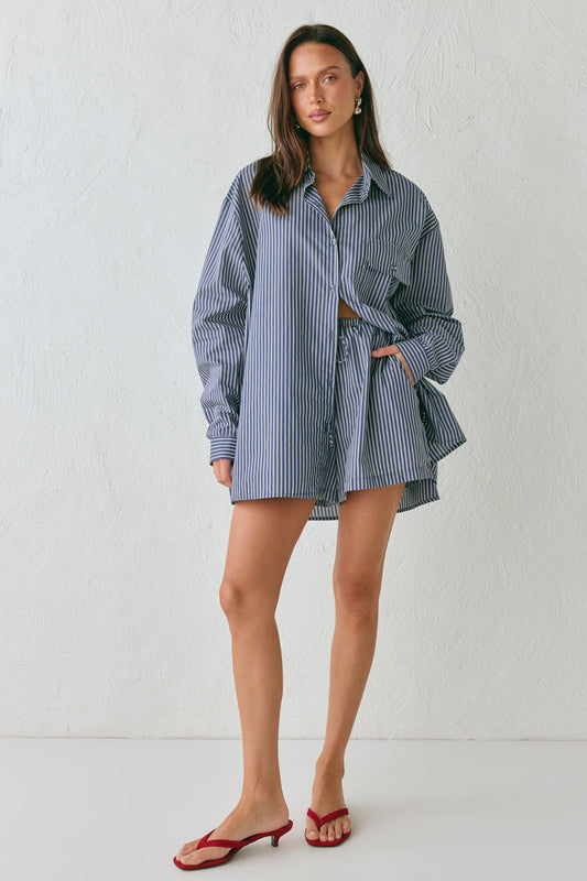 June Shirt Navy Stripe