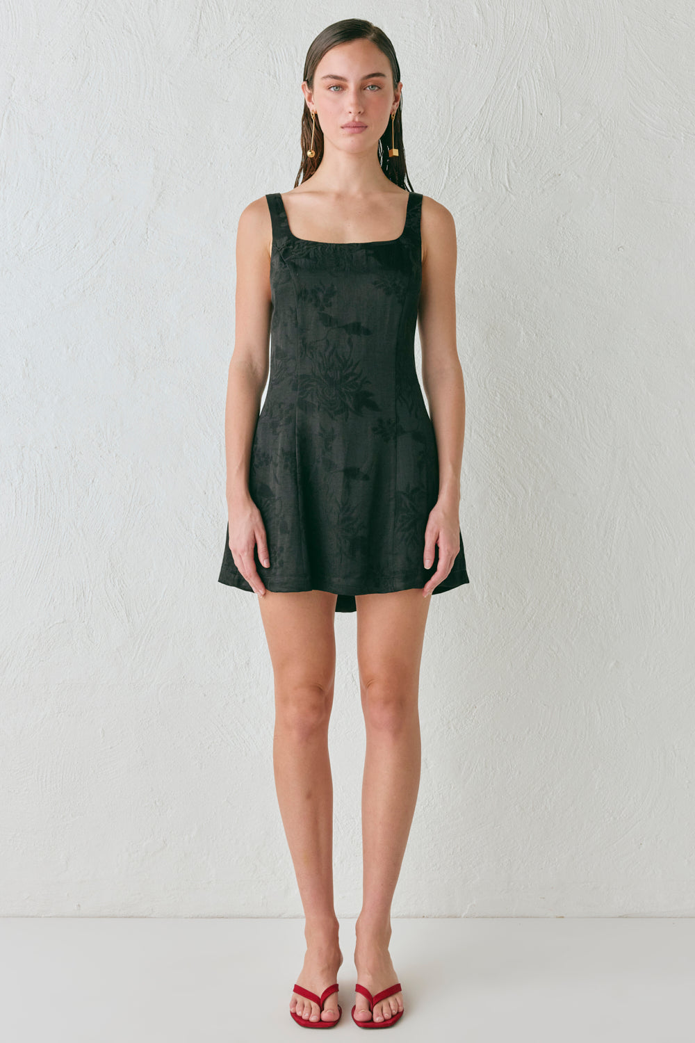 Shiloh Jacquard Mini Dress Black