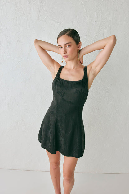 Shiloh Jacquard Mini Dress Black