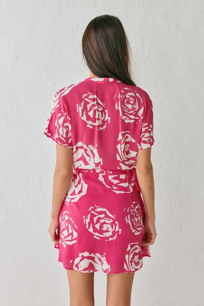 Salma Wrap Mini Dress Rosa