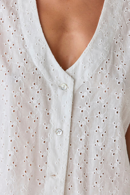Zali Tunic Anglaise Top White