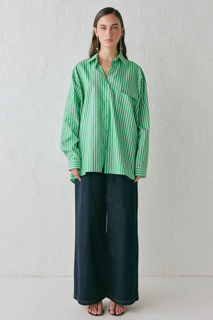 June Shirt Green Stripe