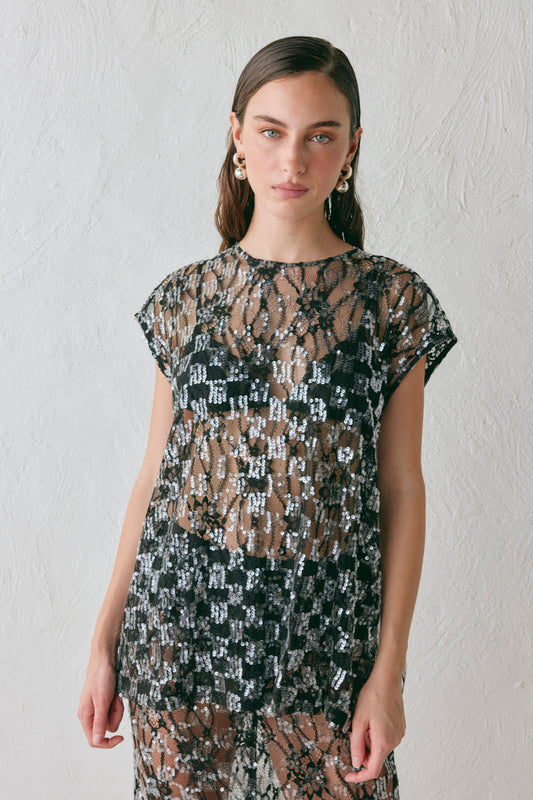 Devyn Sequin Top Black