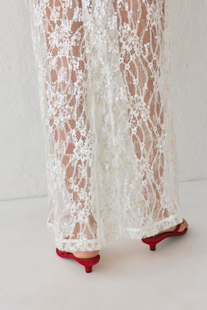 Devyn Sequin Midi Skirt White