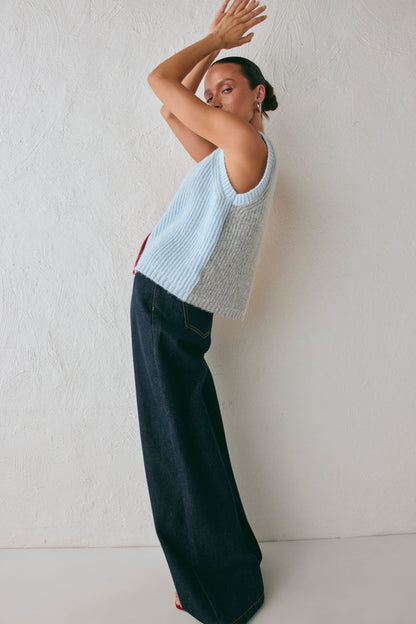 Bridgette Knit Vest Red Splice