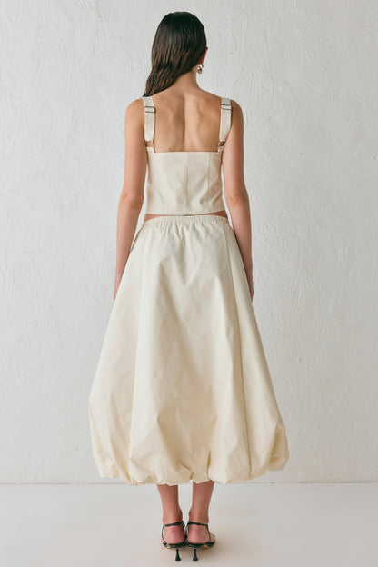 Sabrin Bubble Midi Skirt Cream