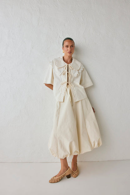 Isla Anglaise Smock Top Cream