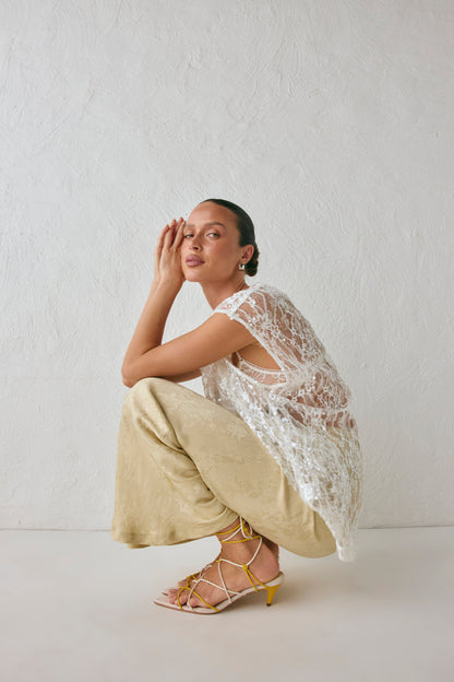 Josefin Jacquard Pants Pistachio