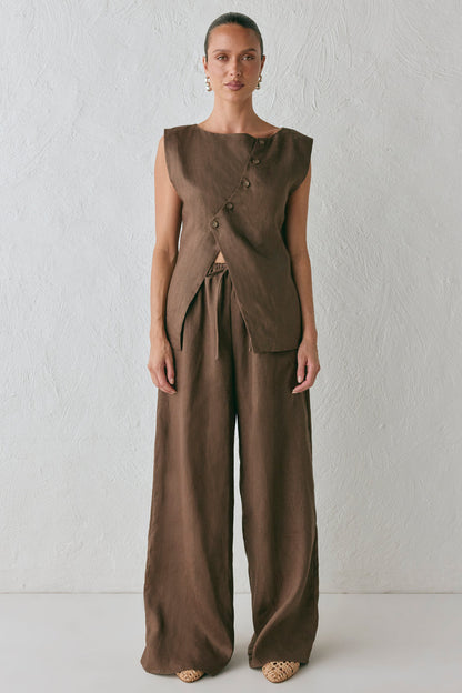 Raya Linen Pants Chocolate