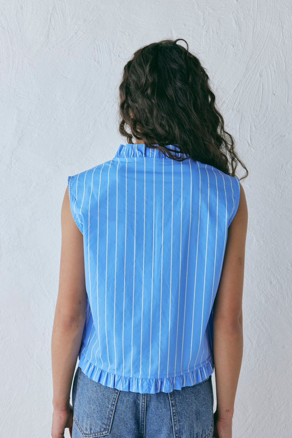 Phoebe Vest Top Cornflower Stripe